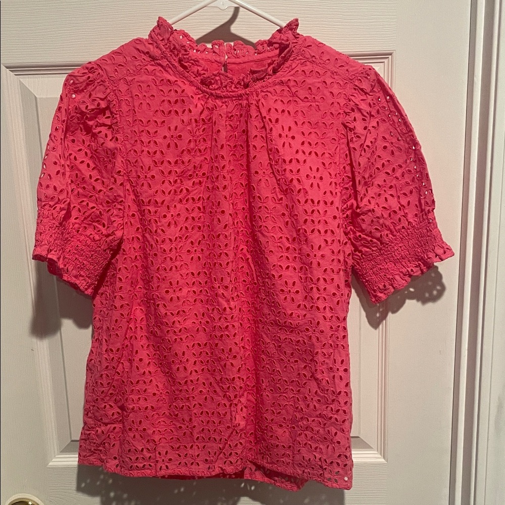 Women's Pink Eyelet Top